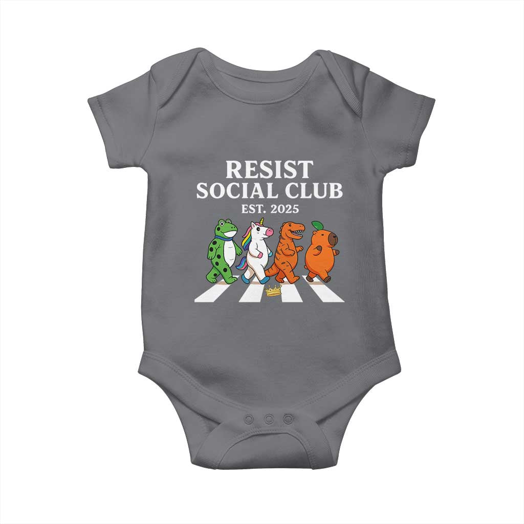 Resist Social Club 2025 Baby Onesie Portland Frog Animals Mascot Walking - Wonder Print Shop