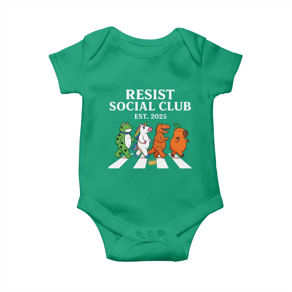 Resist Social Club 2025 Baby Onesie Portland Frog Animals Mascot Walking - Wonder Print Shop