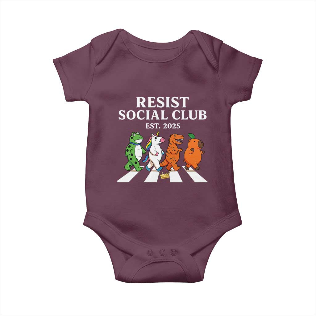 Resist Social Club 2025 Baby Onesie Portland Frog Animals Mascot Walking - Wonder Print Shop
