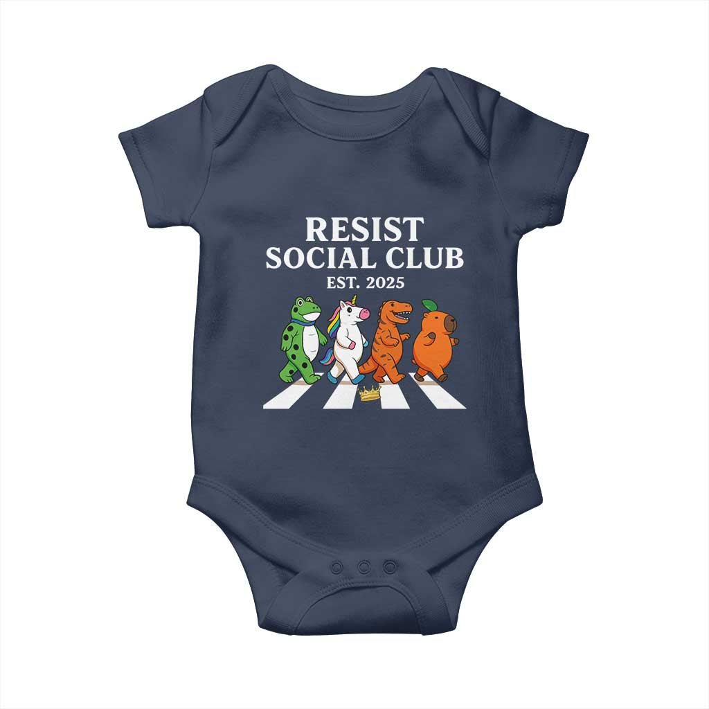 Resist Social Club 2025 Baby Onesie Portland Frog Animals Mascot Walking - Wonder Print Shop