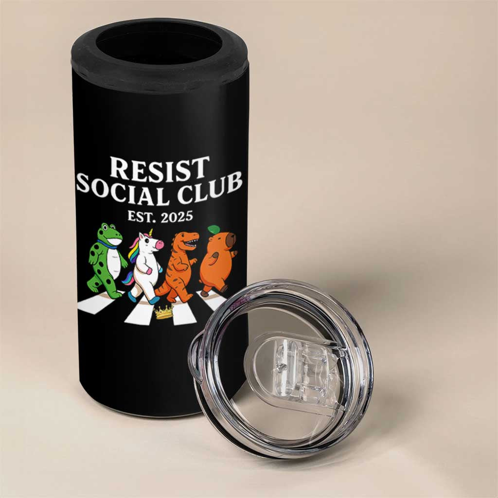Resist Social Club 2025 4 in 1 Can Cooler Tumbler Portland Frog Animals Mascot Walking - Wonder Print Shop