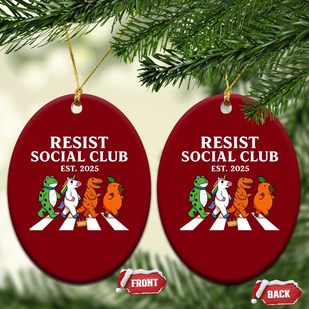 Resist Social Club 2025 Ceramic Ornament Portland Frog Animals Mascot Walking - Wonder Print Shop