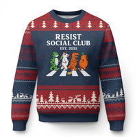 Resist Social Club 2025 Ugly Christmas Sweater Portland Frog Animals Mascot Walking - Wonder Print Shop