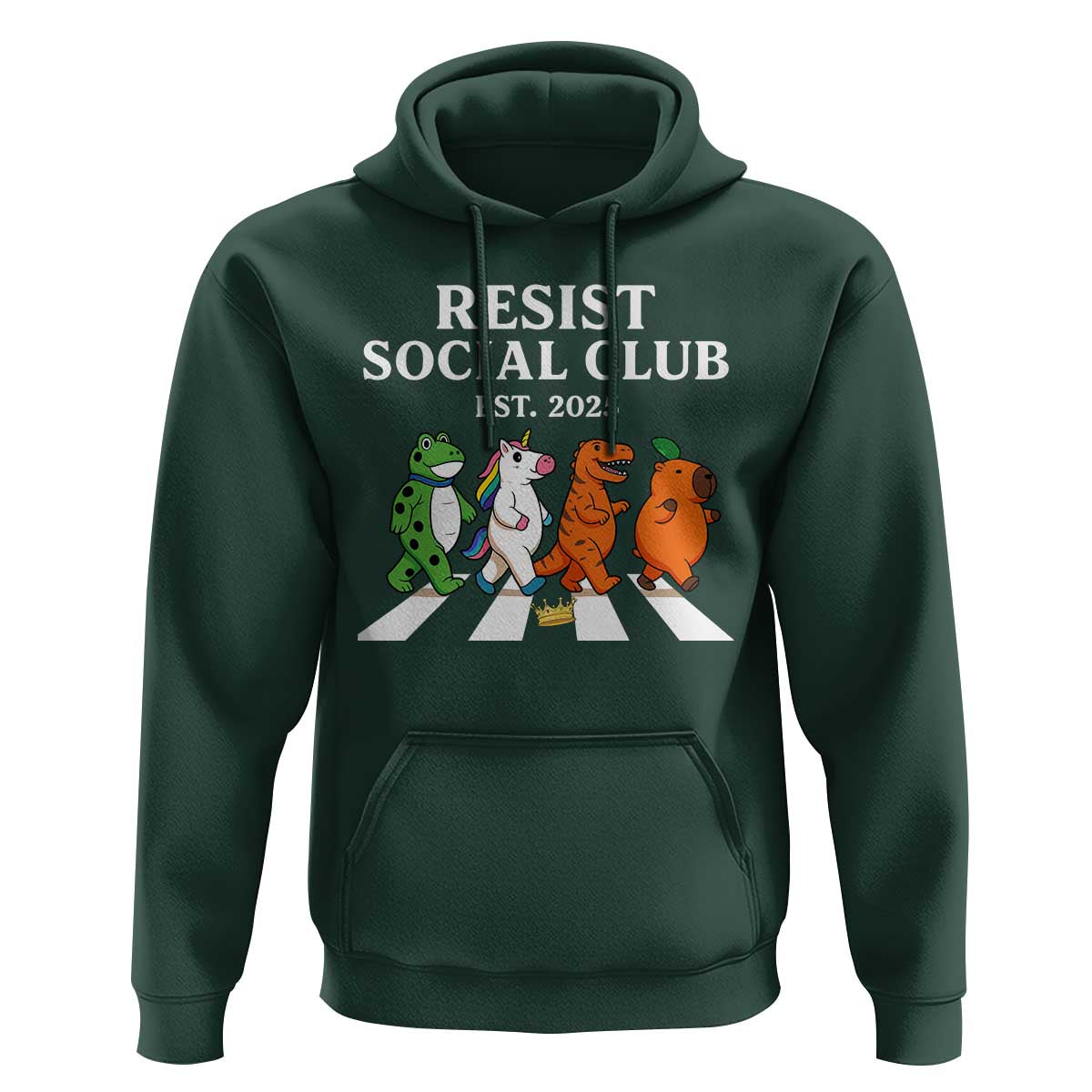 Resist Social Club 2025 Hoodie Portland Frog Animals Mascot Walking - Wonder Print Shop