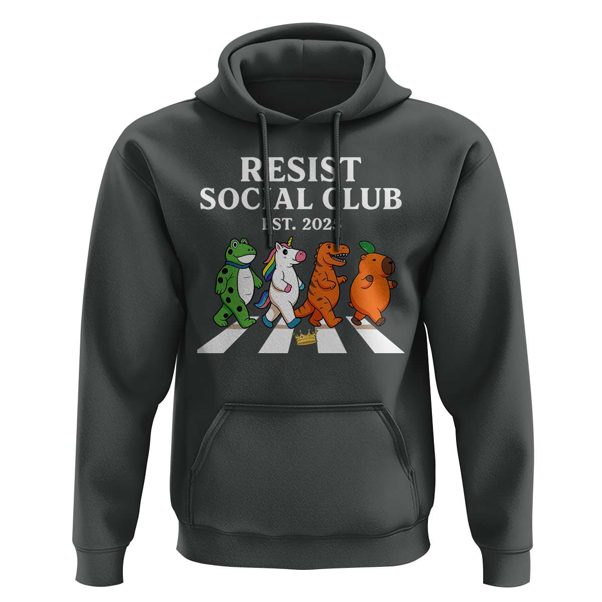 Resist Social Club 2025 Hoodie Portland Frog Animals Mascot Walking - Wonder Print Shop