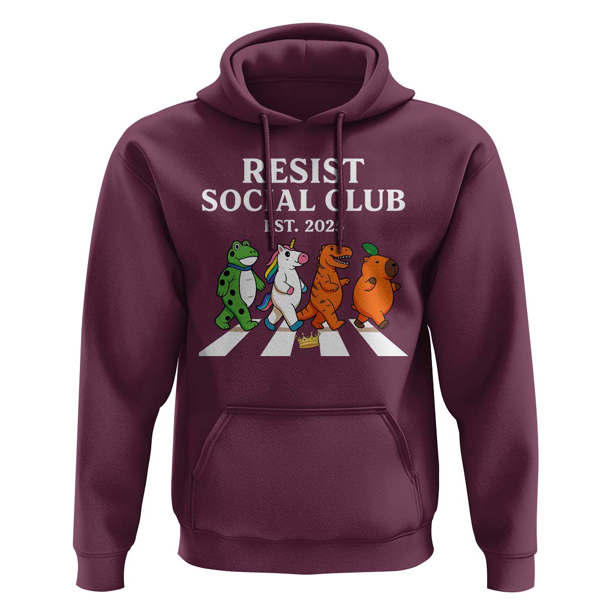 Resist Social Club 2025 Hoodie Portland Frog Animals Mascot Walking - Wonder Print Shop