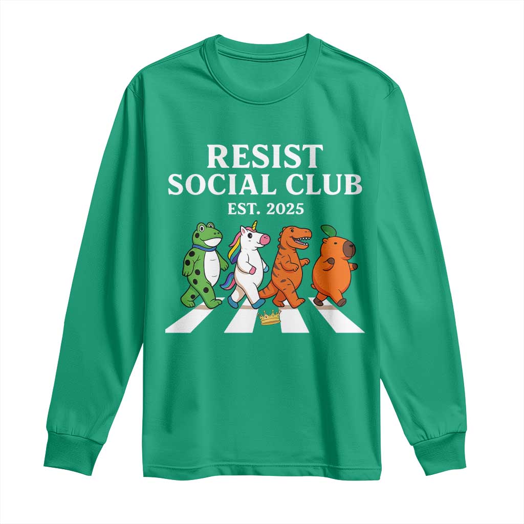 Resist Social Club 2025 Long Sleeve Shirt Portland Frog Animals Mascot Walking - Wonder Print Shop
