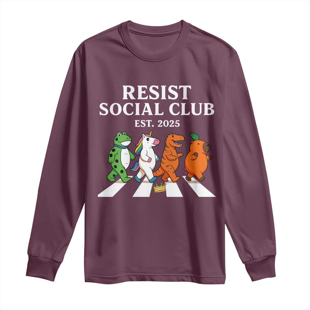 Resist Social Club 2025 Long Sleeve Shirt Portland Frog Animals Mascot Walking - Wonder Print Shop