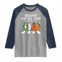 Resist Social Club 2025 Raglan Shirt Portland Frog Animals Mascot Walking - Wonder Print Shop