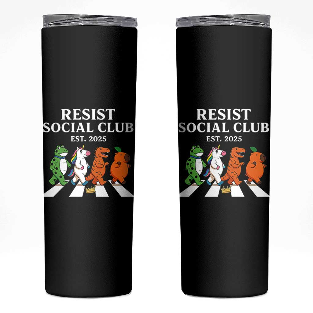 Resist Social Club 2025 Skinny Tumbler Portland Frog Animals Mascot Walking - Wonder Print Shop