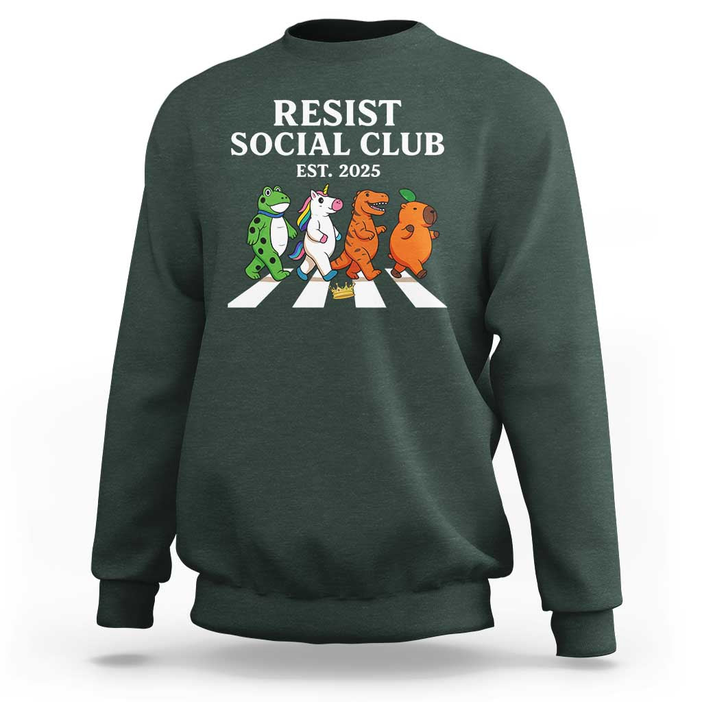 Resist Social Club 2025 Sweatshirt Portland Frog Animals Mascot Walking - Wonder Print Shop