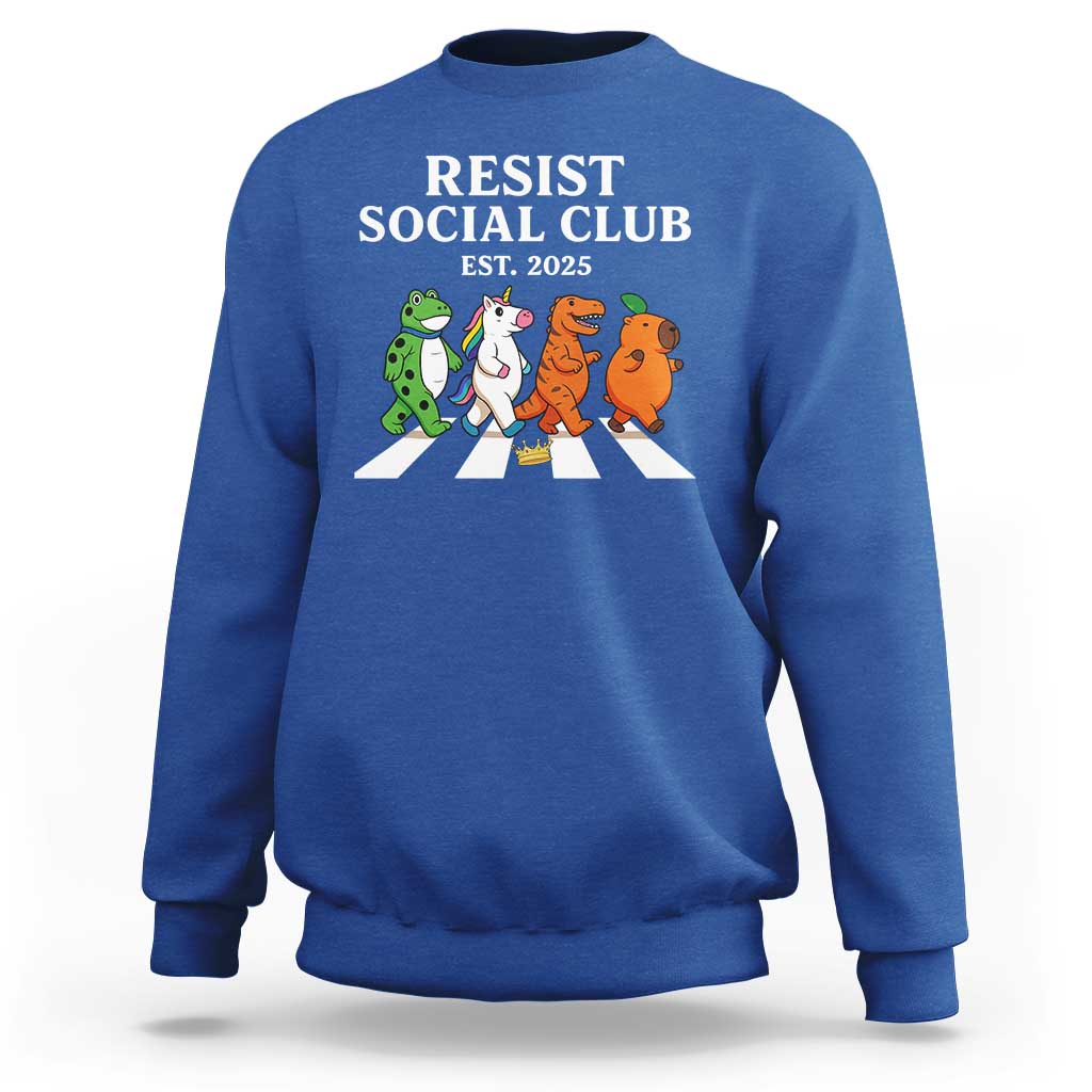 Resist Social Club 2025 Sweatshirt Portland Frog Animals Mascot Walking - Wonder Print Shop