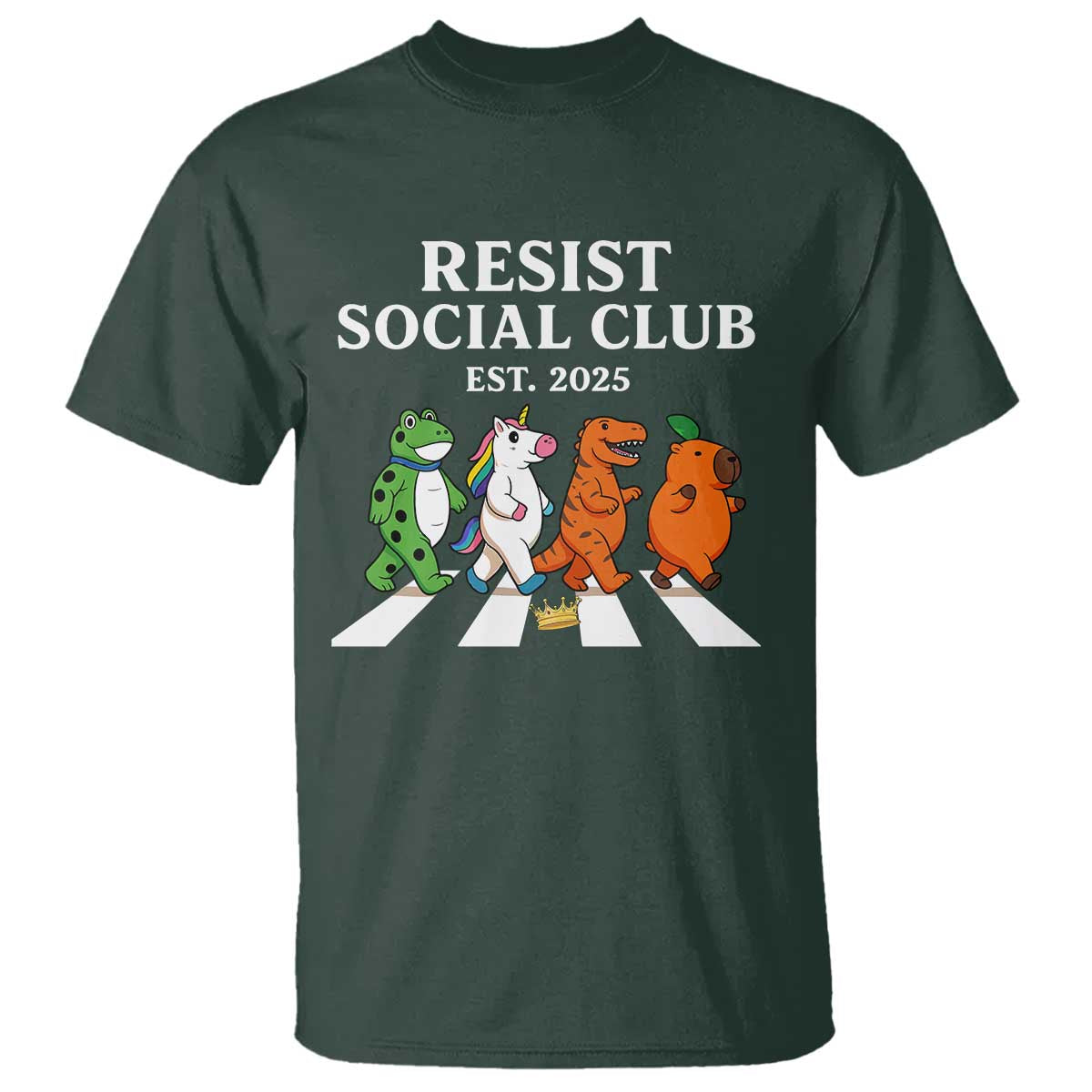 Resist Social Club 2025 T Shirt Portland Frog Animals Mascot Walking - Wonder Print Shop
