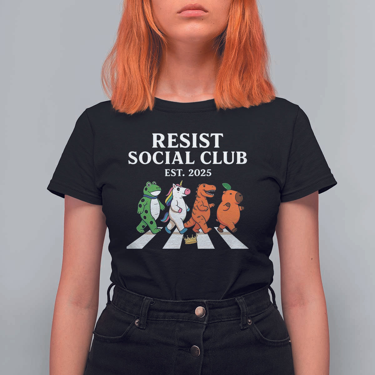 Resist Social Club 2025 T Shirt For Women Portland Frog Animals Mascot Walking - Wonder Print Shop