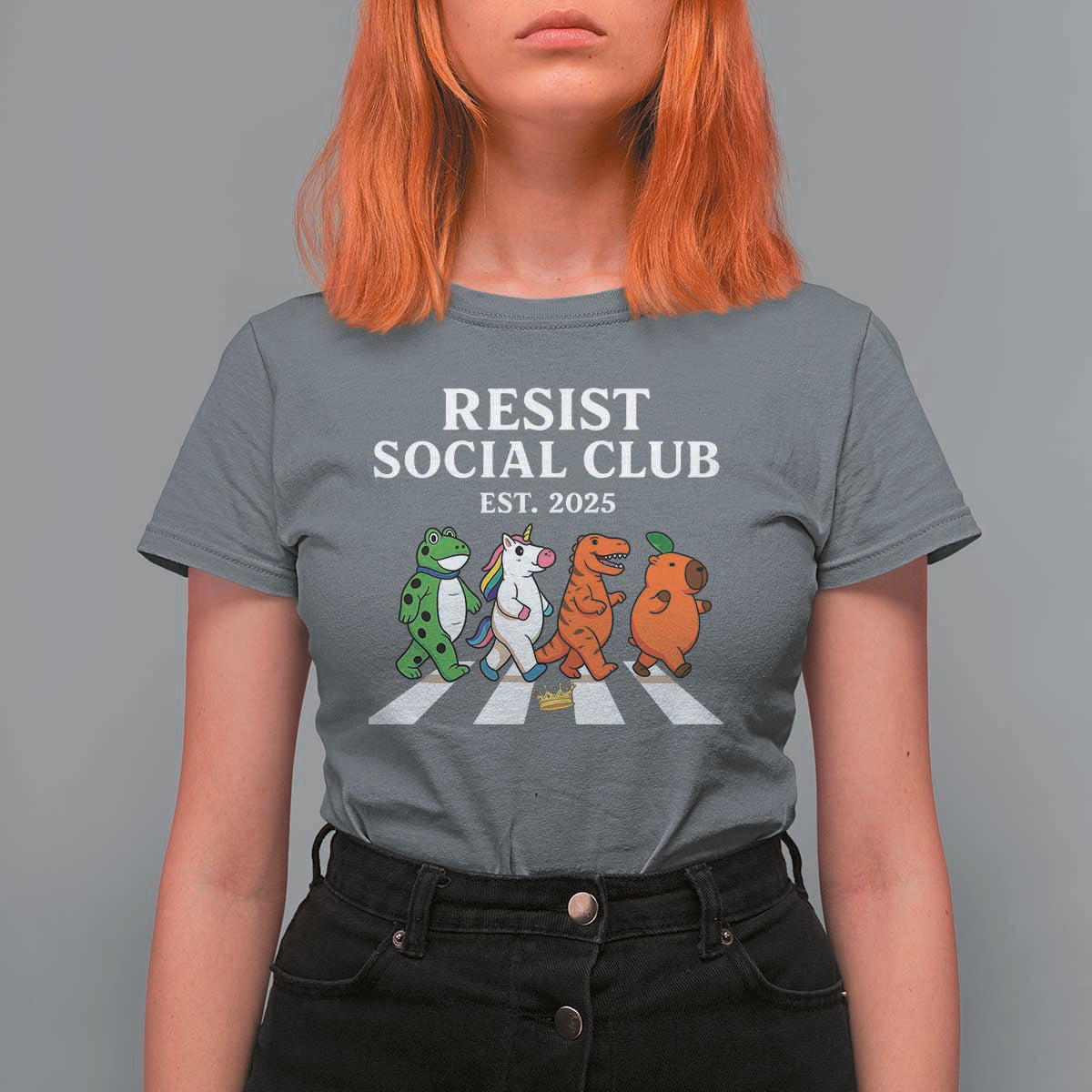Resist Social Club 2025 T Shirt For Women Portland Frog Animals Mascot Walking - Wonder Print Shop