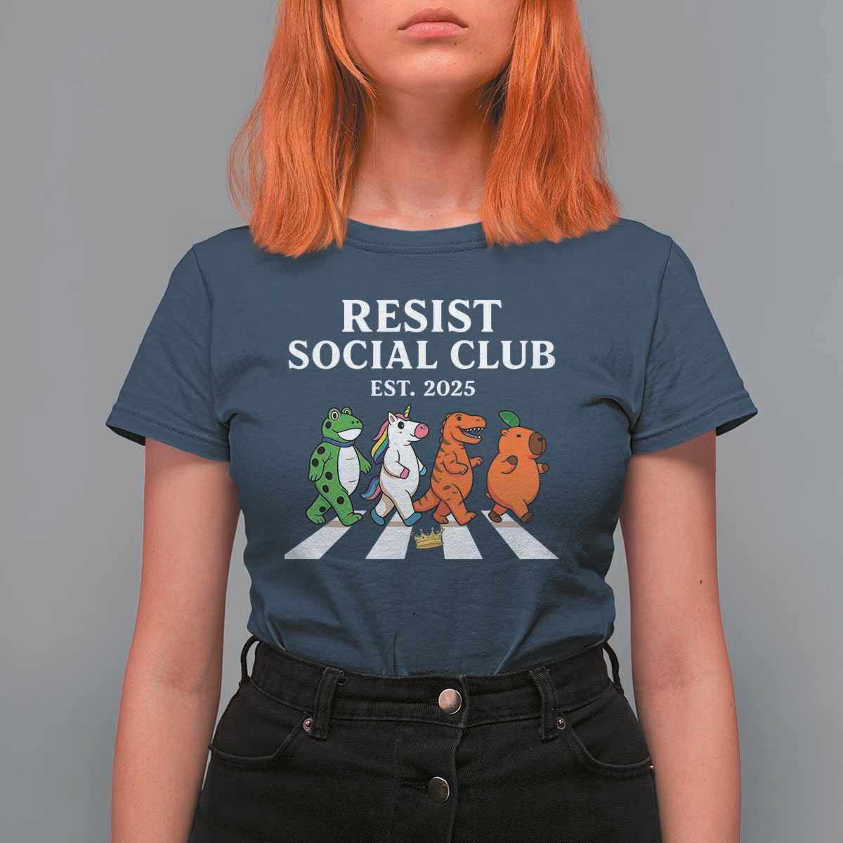 Resist Social Club 2025 T Shirt For Women Portland Frog Animals Mascot Walking - Wonder Print Shop