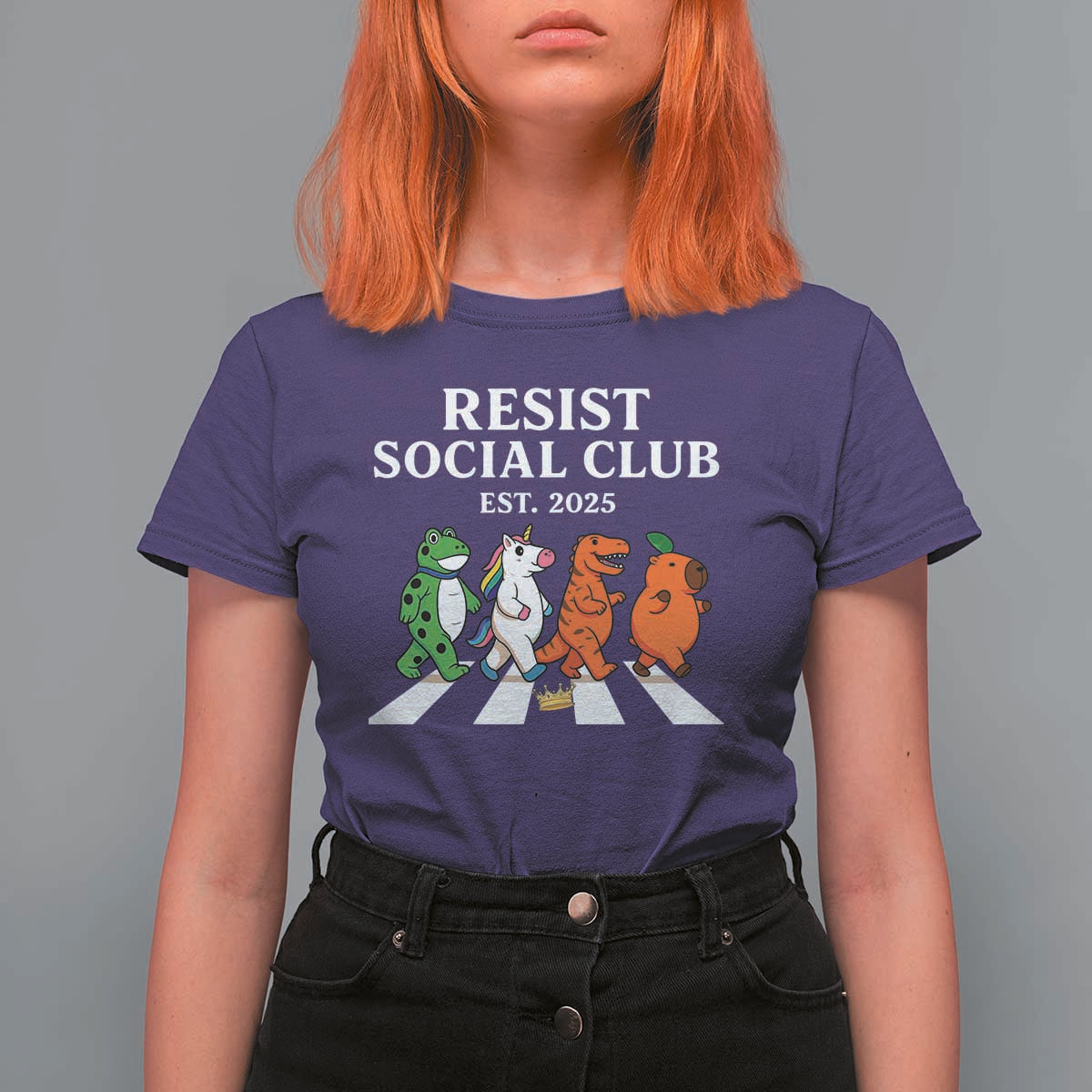 Resist Social Club 2025 T Shirt For Women Portland Frog Animals Mascot Walking - Wonder Print Shop