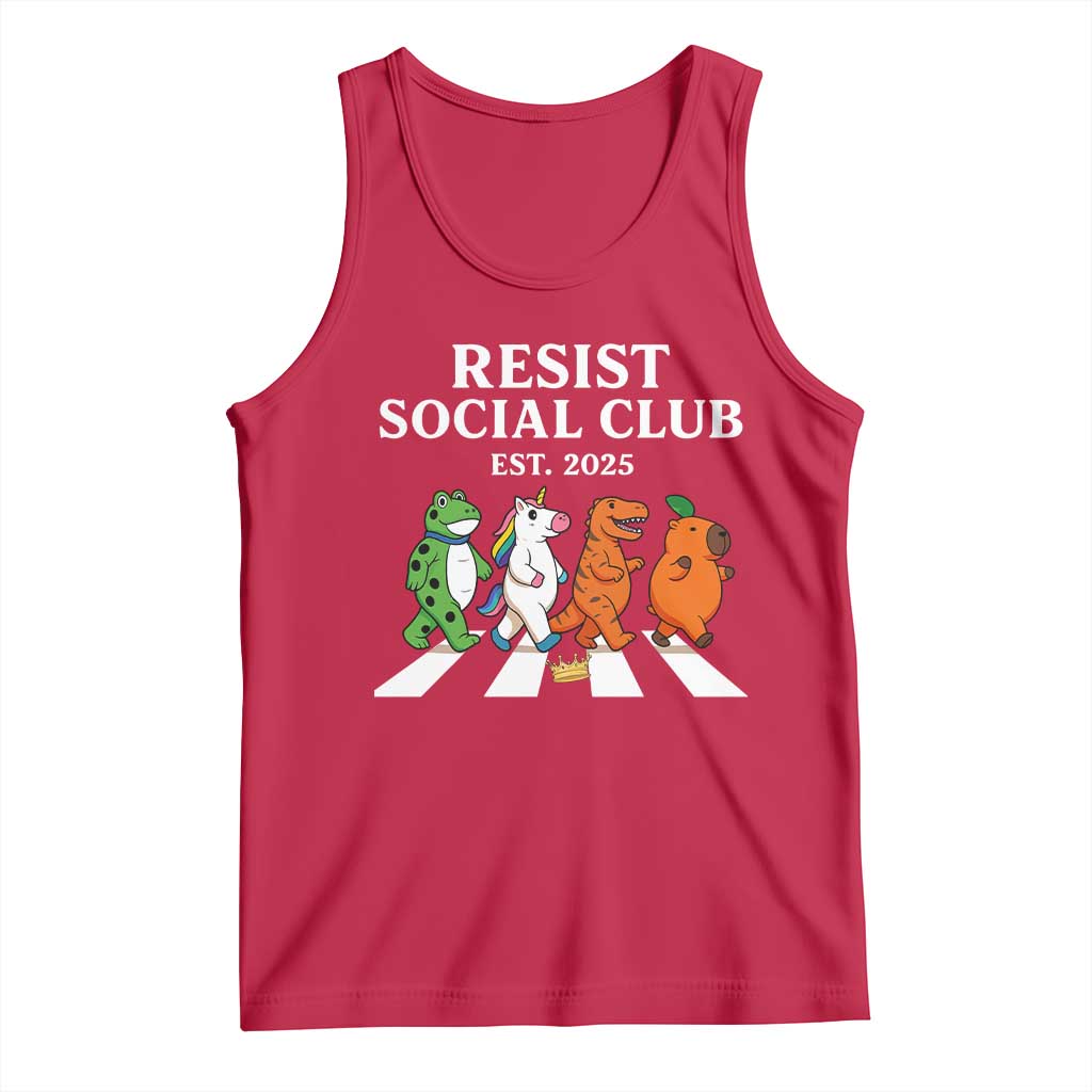 Resist Social Club 2025 Tank Top Portland Frog Animals Mascot Walking - Wonder Print Shop