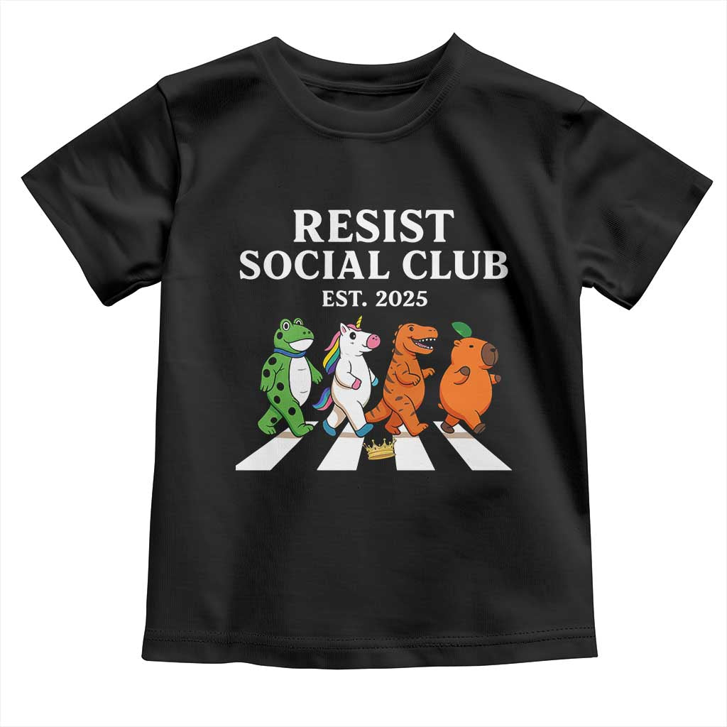 Resist Social Club 2025 Toddler T Shirt Portland Frog Animals Mascot Walking - Wonder Print Shop