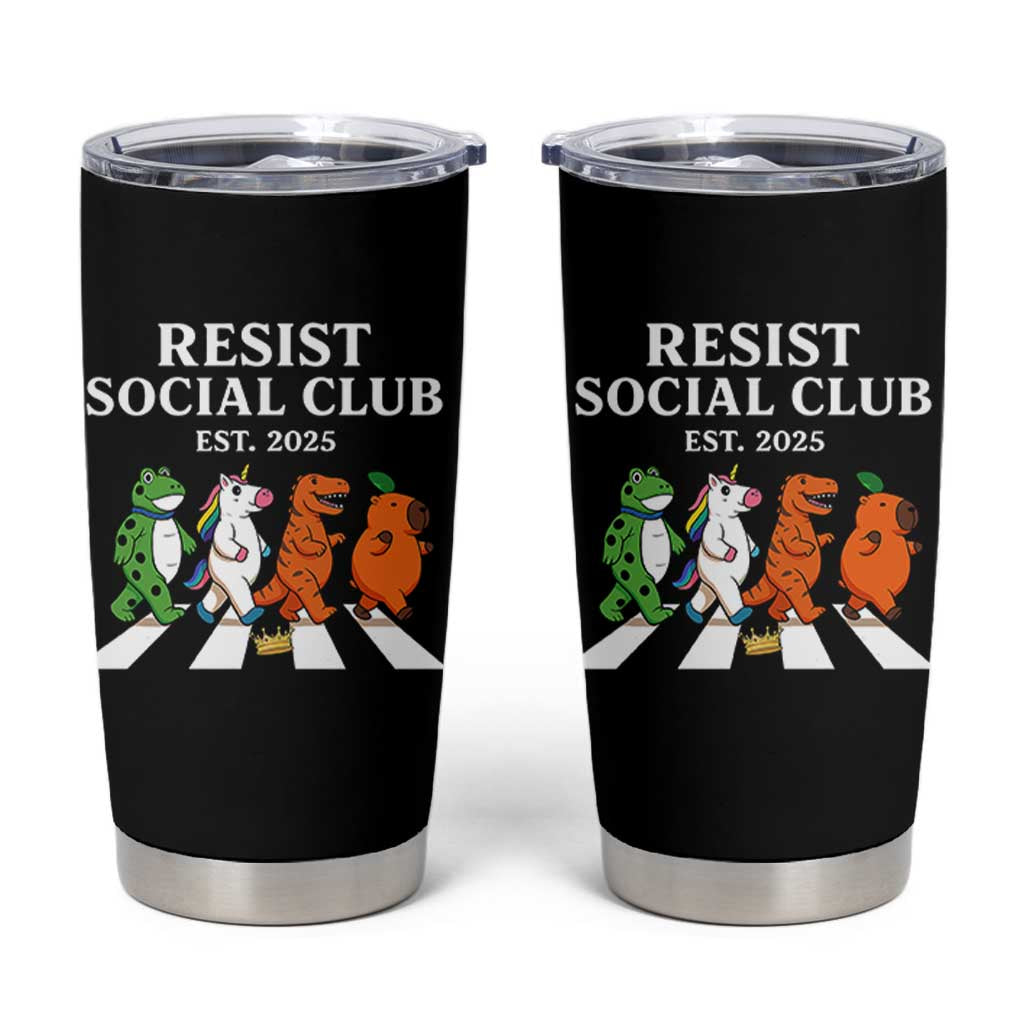 Resist Social Club 2025 Tumbler Cup Portland Frog Animals Mascot Walking - Wonder Print Shop