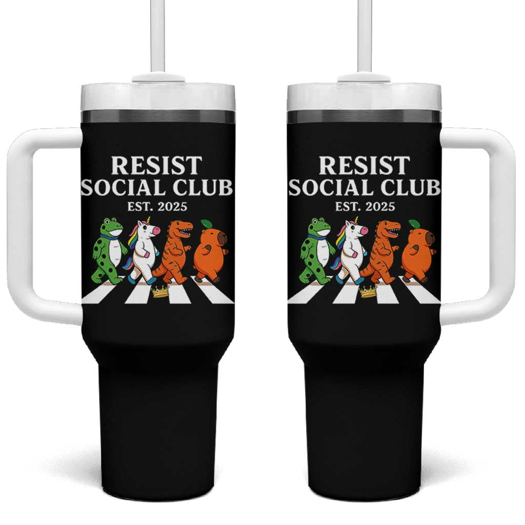 Resist Social Club 2025 Tumbler With Handle Portland Frog Animals Mascot Walking - Wonder Print Shop