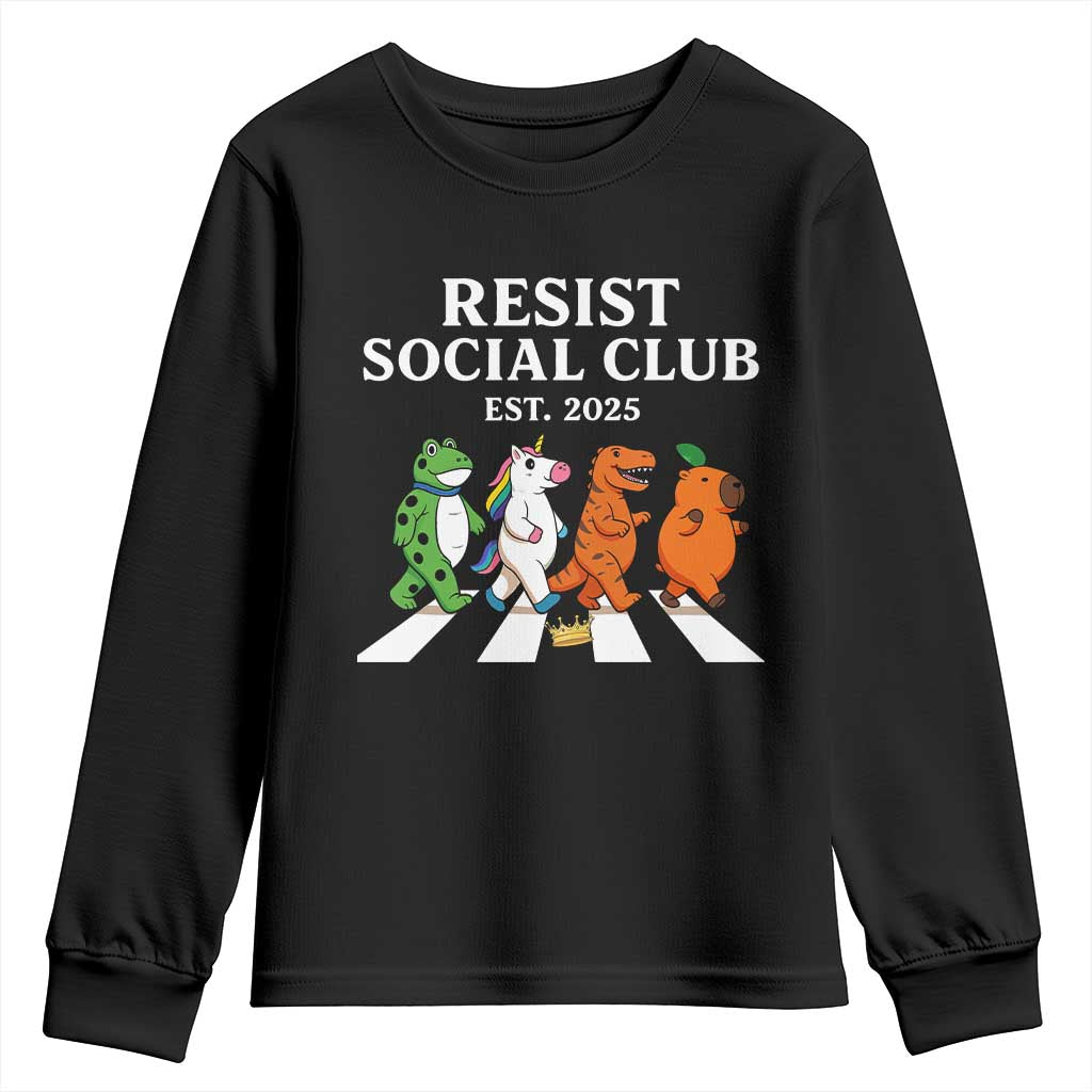 Resist Social Club 2025 Youth Sweatshirt Portland Frog Animals Mascot Walking - Wonder Print Shop