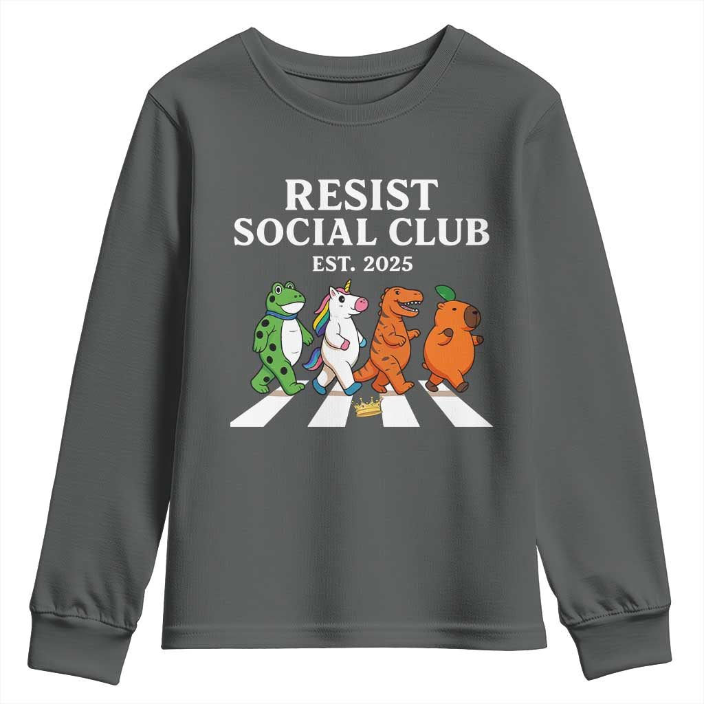 Resist Social Club 2025 Youth Sweatshirt Portland Frog Animals Mascot Walking - Wonder Print Shop