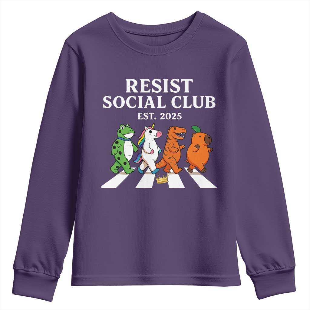 Resist Social Club 2025 Youth Sweatshirt Portland Frog Animals Mascot Walking - Wonder Print Shop