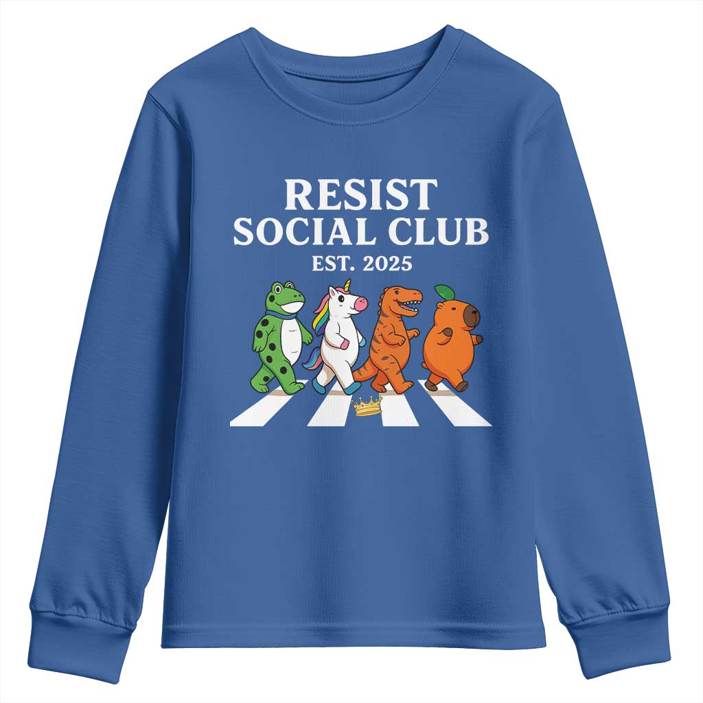 Resist Social Club 2025 Youth Sweatshirt Portland Frog Animals Mascot Walking - Wonder Print Shop