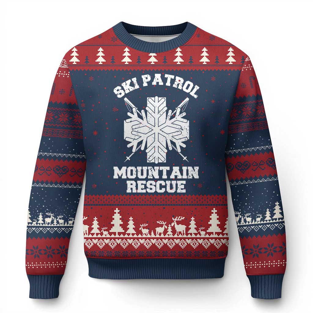 Ski Patrol Mountain Rescue Ugly Christmas Sweater Winter Slopes Skiing Snowboarding Snowflake - Wonder Print Shop