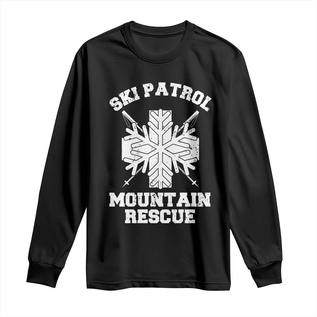 Ski Patrol Mountain Rescue Long Sleeve Shirt Winter Slopes Skiing Snowboarding Snowflake - Wonder Print Shop