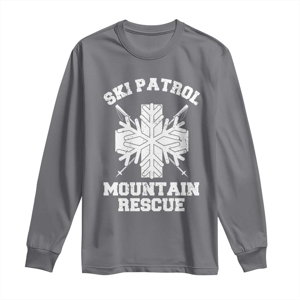 Ski Patrol Mountain Rescue Long Sleeve Shirt Winter Slopes Skiing Snowboarding Snowflake - Wonder Print Shop