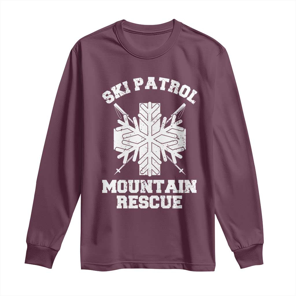 Ski Patrol Mountain Rescue Long Sleeve Shirt Winter Slopes Skiing Snowboarding Snowflake - Wonder Print Shop