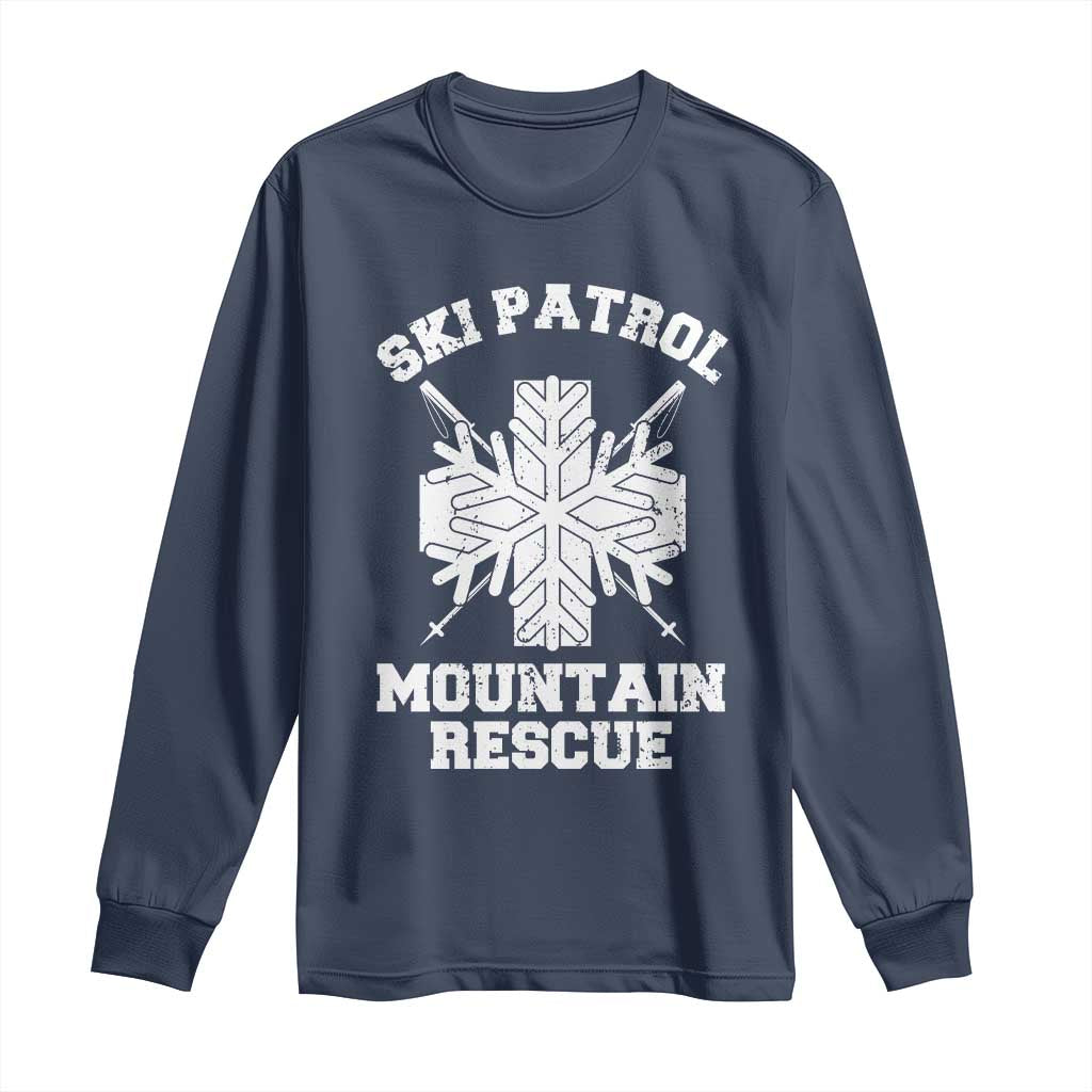 Ski Patrol Mountain Rescue Long Sleeve Shirt Winter Slopes Skiing Snowboarding Snowflake - Wonder Print Shop