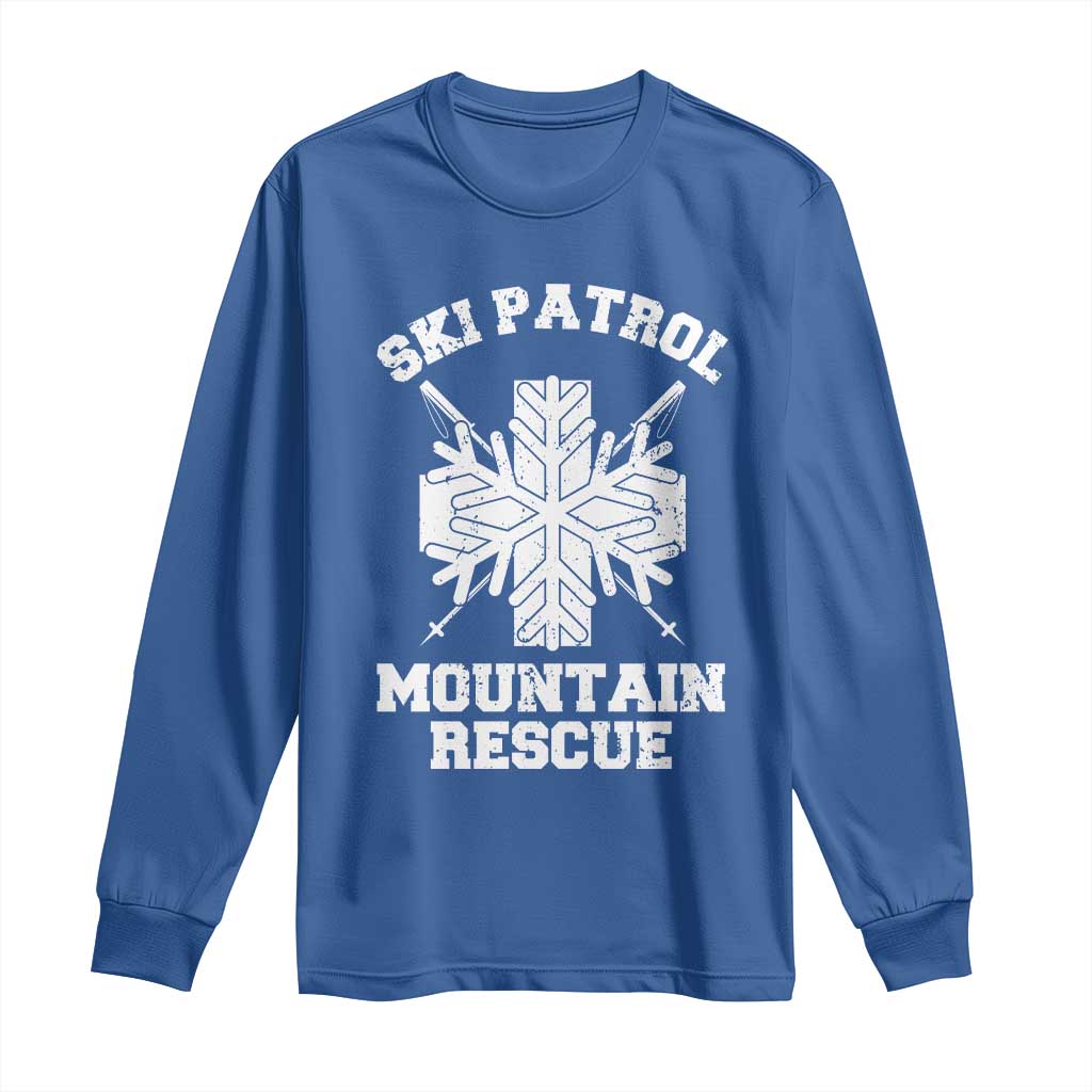 Ski Patrol Mountain Rescue Long Sleeve Shirt Winter Slopes Skiing Snowboarding Snowflake - Wonder Print Shop