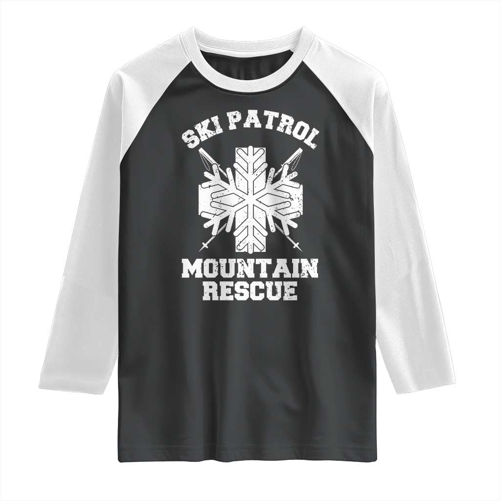 Ski Patrol Mountain Rescue Raglan Shirt Winter Slopes Skiing Snowboarding Snowflake - Wonder Print Shop