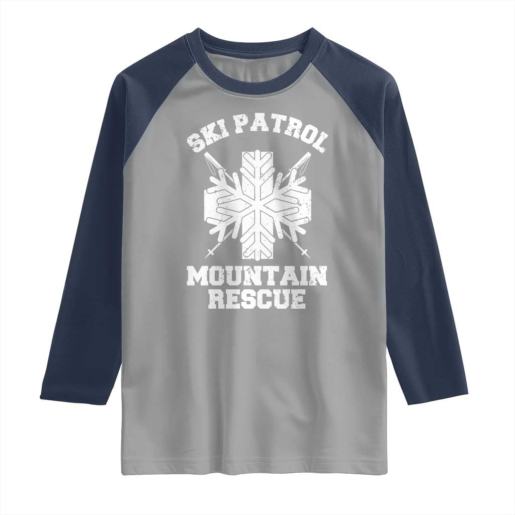 Ski Patrol Mountain Rescue Raglan Shirt Winter Slopes Skiing Snowboarding Snowflake - Wonder Print Shop
