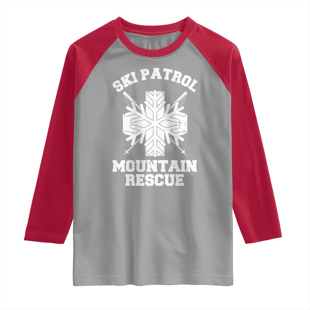 Ski Patrol Mountain Rescue Raglan Shirt Winter Slopes Skiing Snowboarding Snowflake - Wonder Print Shop