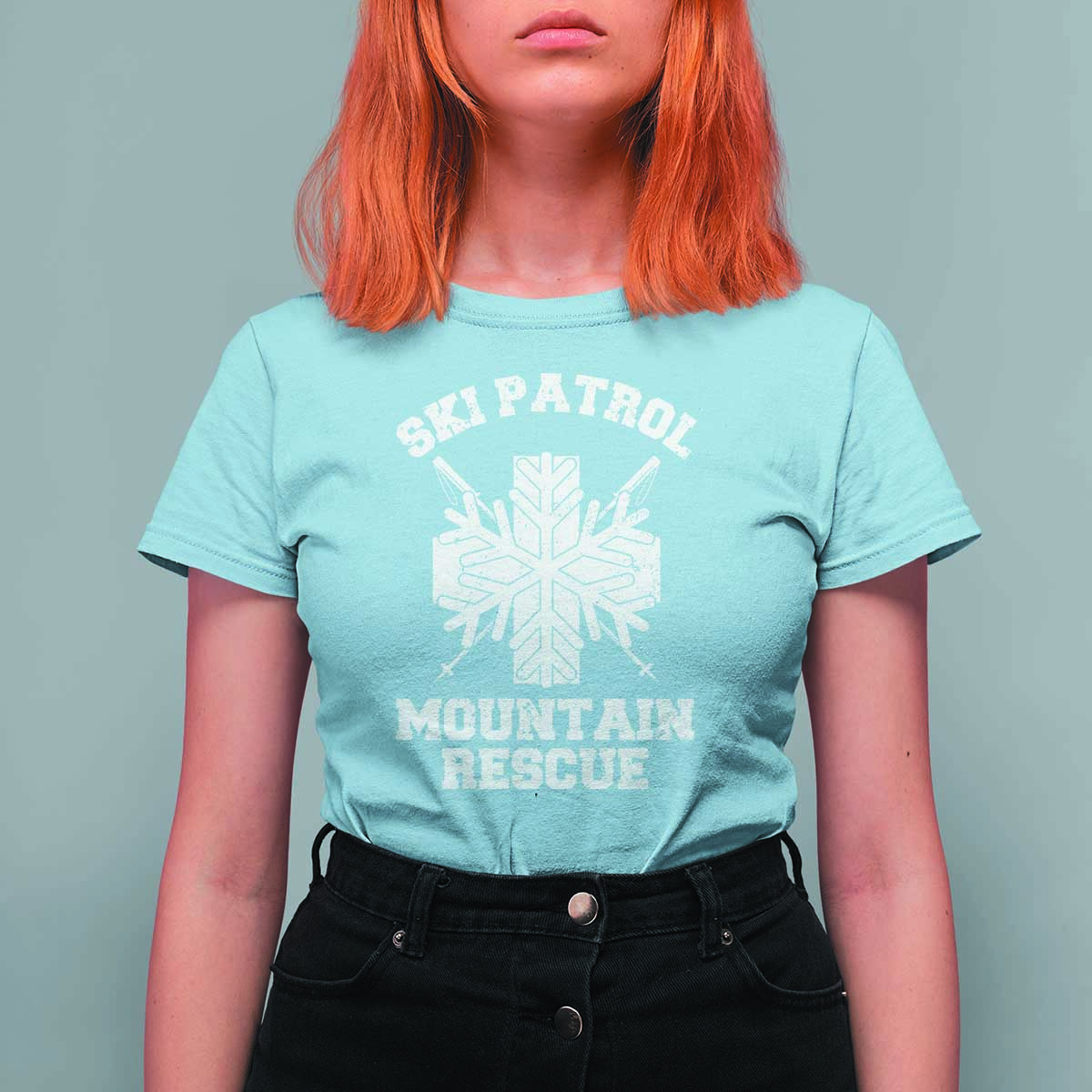 Ski Patrol Mountain Rescue T Shirt For Women Winter Slopes Skiing Snowboarding Snowflake - Wonder Print Shop