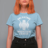 Ski Patrol Mountain Rescue T Shirt For Women Winter Slopes Skiing Snowboarding Snowflake - Wonder Print Shop