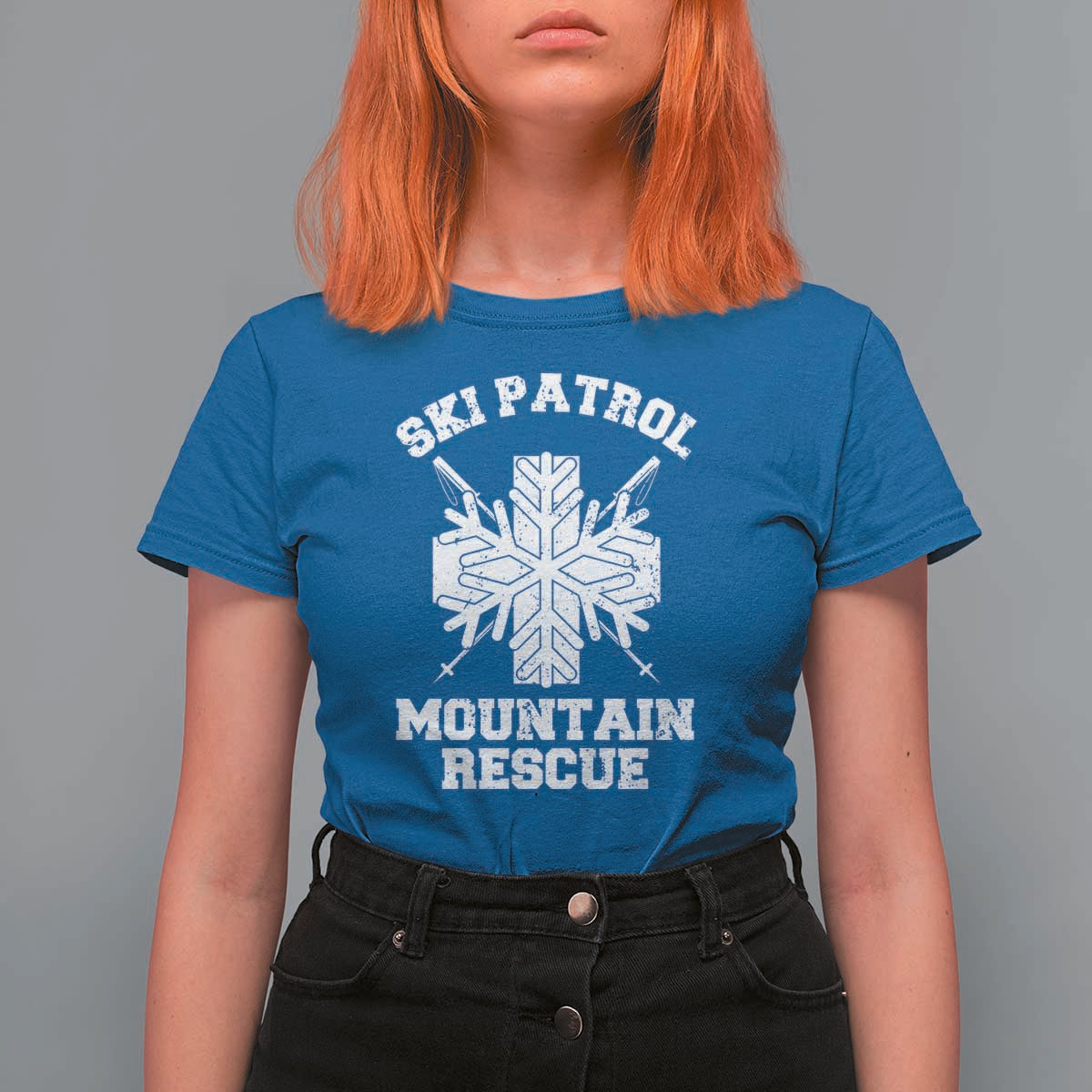Ski Patrol Mountain Rescue T Shirt For Women Winter Slopes Skiing Snowboarding Snowflake - Wonder Print Shop