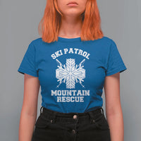Ski Patrol Mountain Rescue T Shirt For Women Winter Slopes Skiing Snowboarding Snowflake - Wonder Print Shop