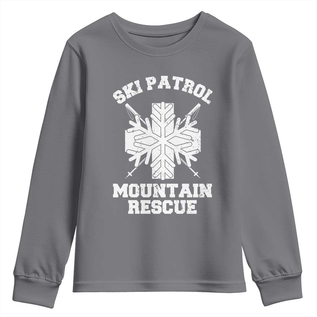Ski Patrol Mountain Rescue Youth Sweatshirt Winter Slopes Skiing Snowboarding Snowflake - Wonder Print Shop