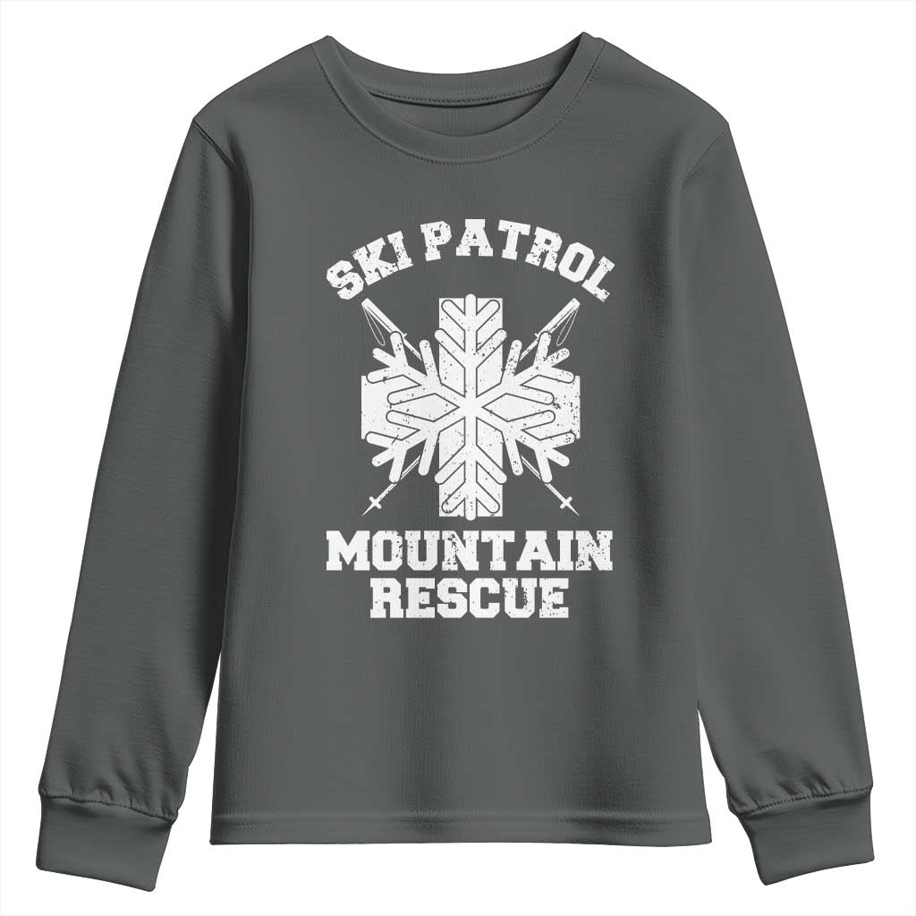 Ski Patrol Mountain Rescue Youth Sweatshirt Winter Slopes Skiing Snowboarding Snowflake - Wonder Print Shop