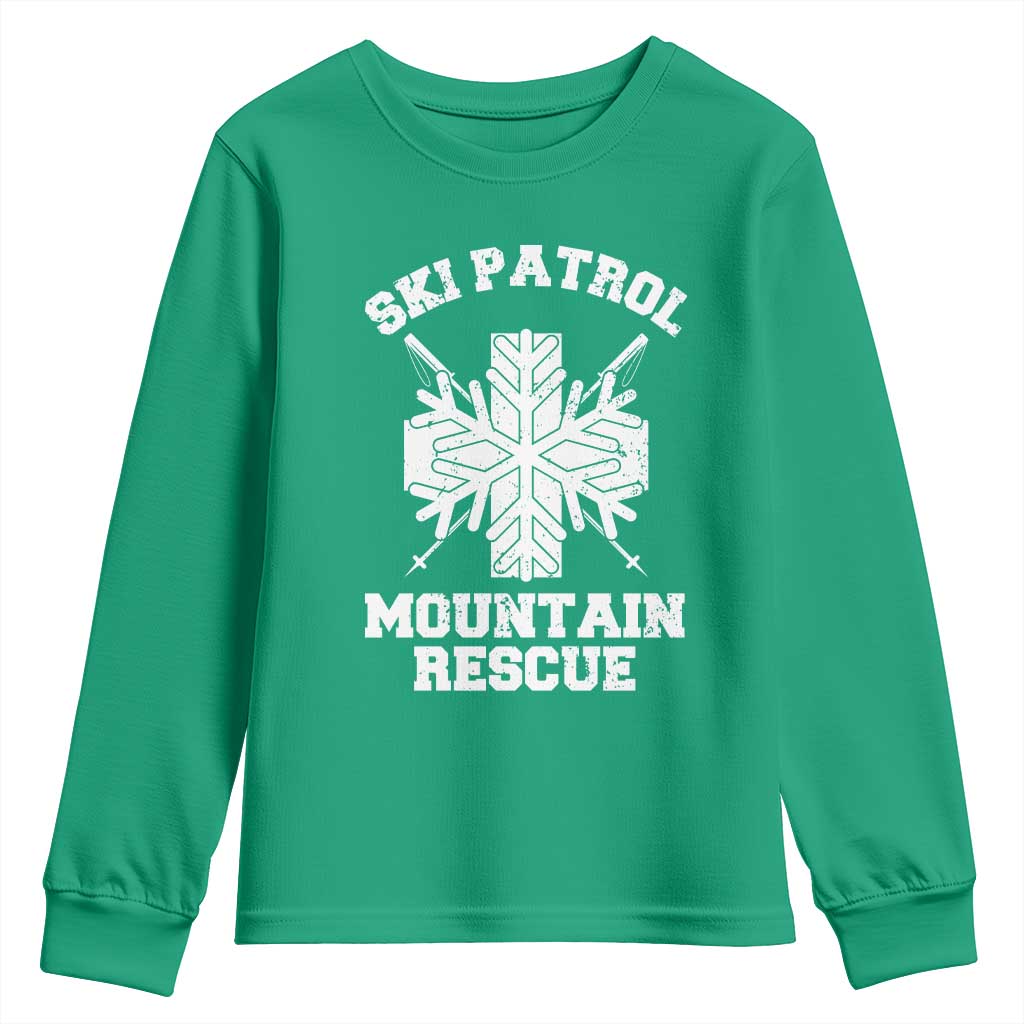 Ski Patrol Mountain Rescue Youth Sweatshirt Winter Slopes Skiing Snowboarding Snowflake - Wonder Print Shop