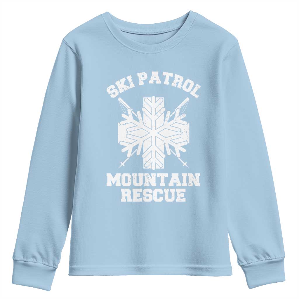 Ski Patrol Mountain Rescue Youth Sweatshirt Winter Slopes Skiing Snowboarding Snowflake - Wonder Print Shop