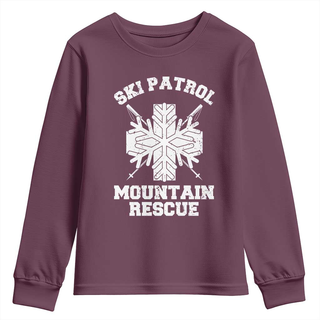 Ski Patrol Mountain Rescue Youth Sweatshirt Winter Slopes Skiing Snowboarding Snowflake - Wonder Print Shop