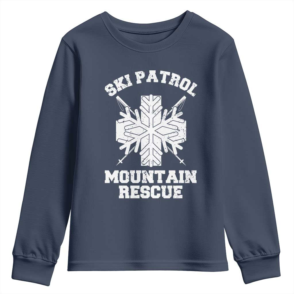 Ski Patrol Mountain Rescue Youth Sweatshirt Winter Slopes Skiing Snowboarding Snowflake - Wonder Print Shop