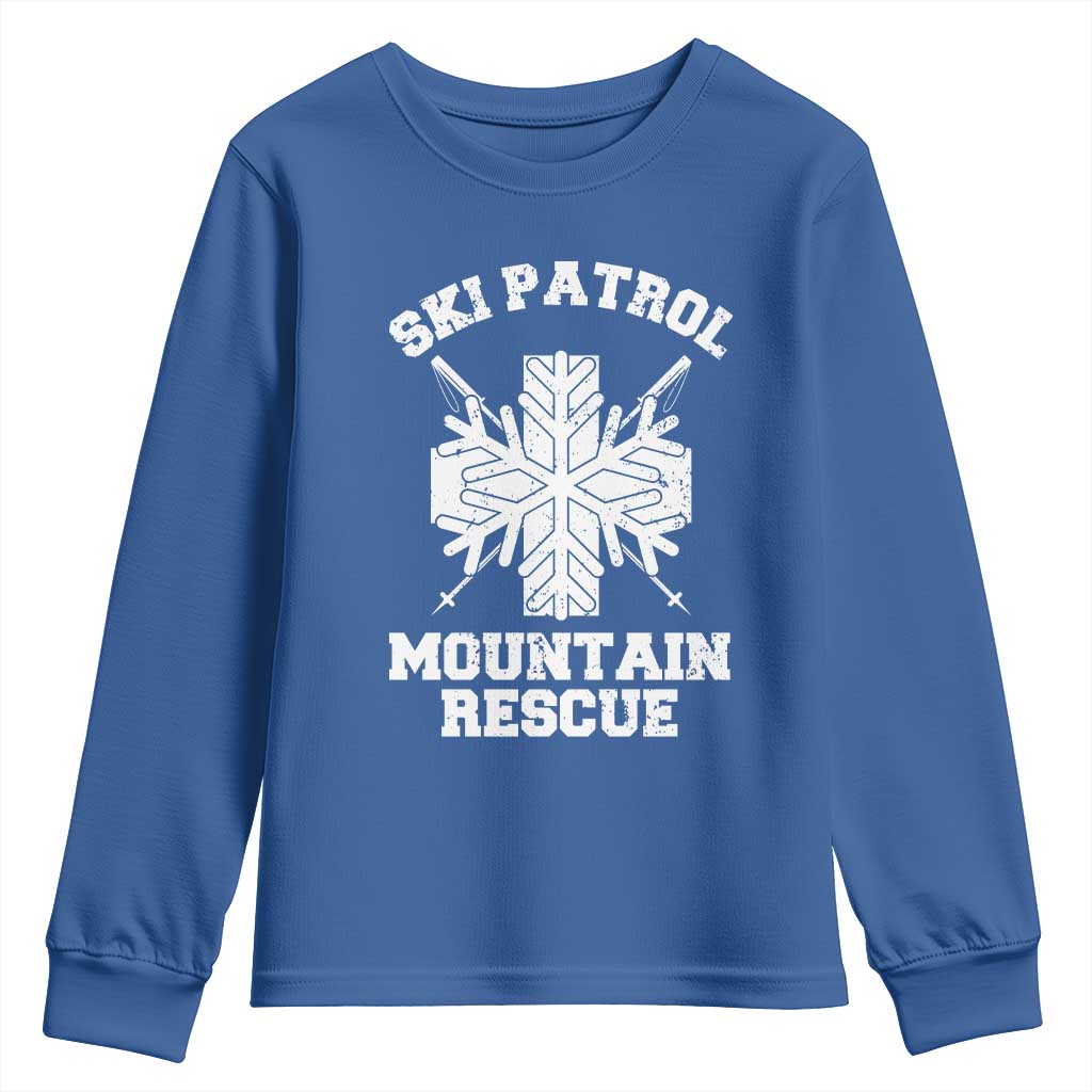 Ski Patrol Mountain Rescue Youth Sweatshirt Winter Slopes Skiing Snowboarding Snowflake - Wonder Print Shop