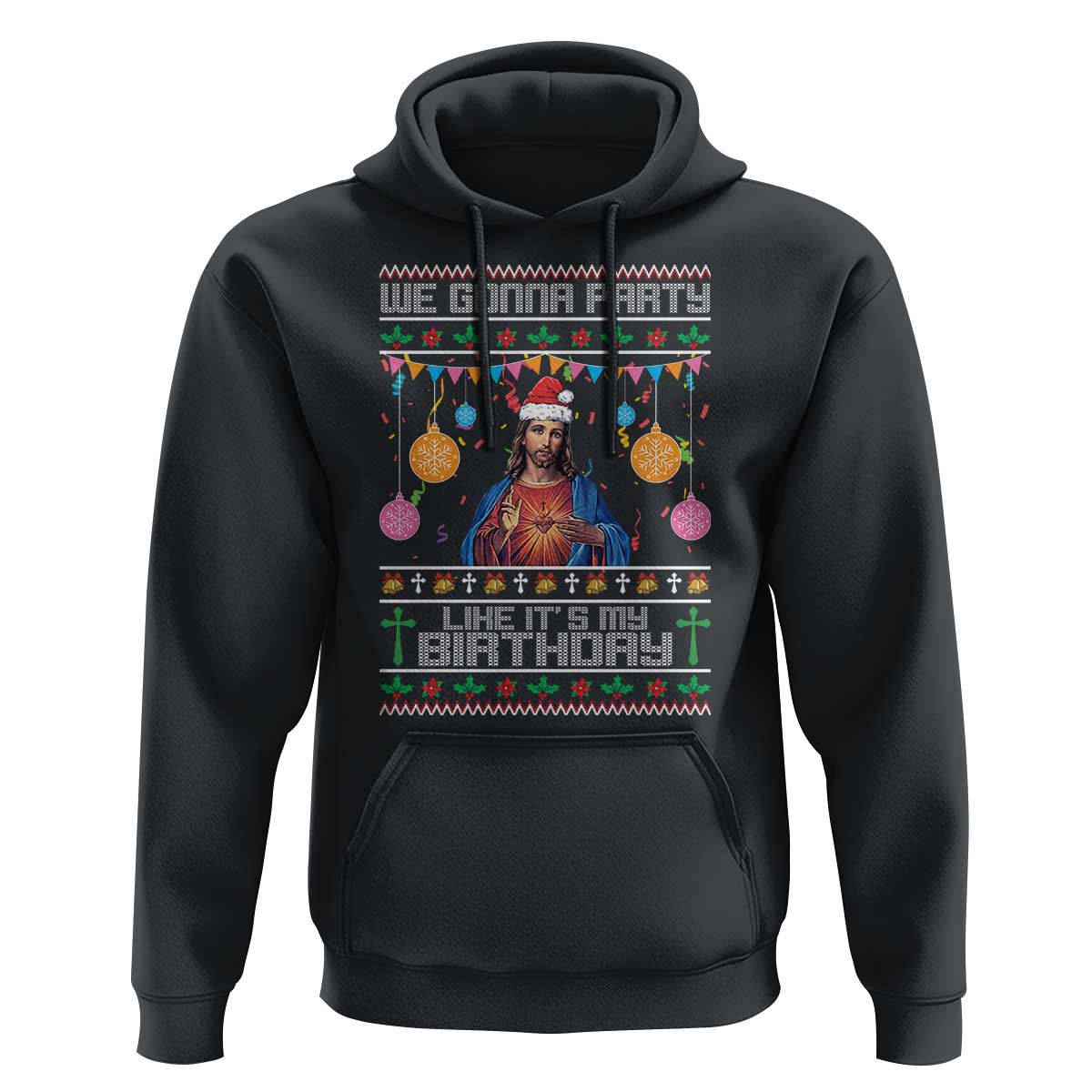 Funny Jesus Christmas Hoodie We Gonna Party Like It's My Birthday Christian Xmas